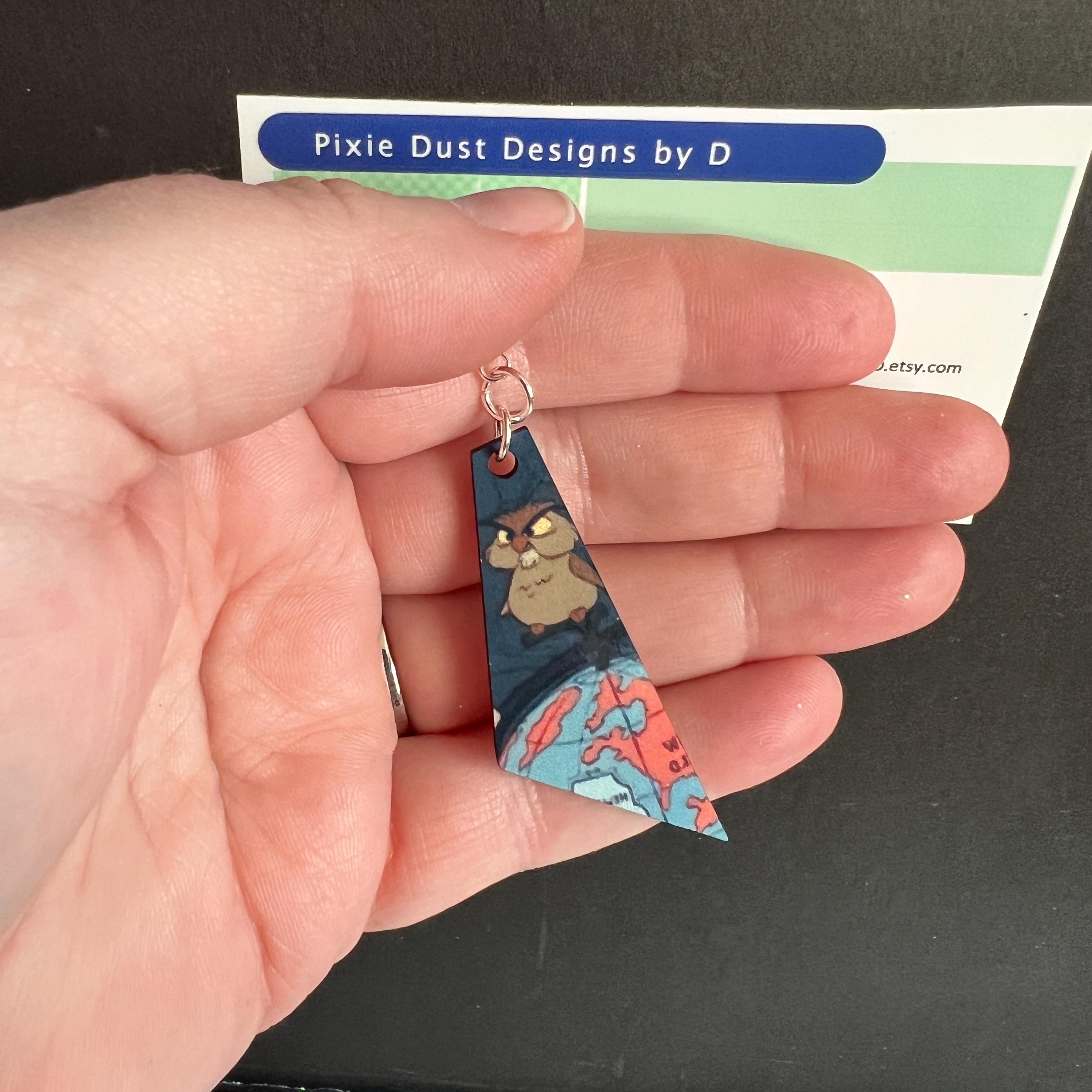 Archimedes Owl Earrings: The Sword in the Stone Sterling Silver