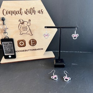 Minnie Mouse Charm Earrings Handmade Earrings Hypoallergenic Disney Emoji Silver Disney Earrings Charm Earrings image 3