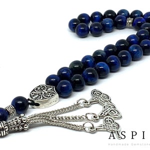 Real Blue Tiger Eyes Natural Crystal Gemstone Personalized Tasbih 33, Prayer Beads, Tesbih, Misbaha, Tasbeeh, Sibha, Rosary, Premium Quality