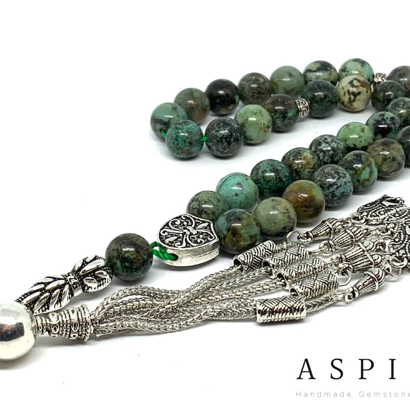 BasmalaBeads African Ebony with Olive Accents 99 Count Prayer Beads
