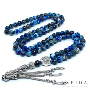 Real Agate Gemstone, Islamic Prayer 99 Beads, Tasbih, Tesbih, Misbaha, Tasbeeh, Sibha, Rosary, Tasbih 99, Tasbih Personalized 8 mm, Premium