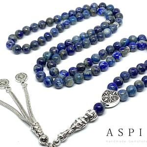 Real Lapis Lazuli  Gemstone, Islamic Prayer 99 Beads, Tasbih, Tesbih, Misbaha, Tasbeeh, Sibha, Rosary, Tasbih 99, Tasbih Personalized 8 mm