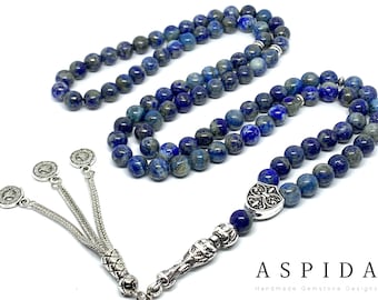 Real Lapis Lazuli  Gemstone, Islamic Prayer 99 Beads, Tasbih, Tesbih, Misbaha, Tasbeeh, Sibha, Rosary, Tasbih 99, Tasbih Personalized 8 mm