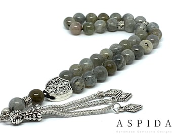 Real Labradorite Stone Natural Crystal Gemstone Personalized Tasbih 33, Prayer Beads, Tesbih, Misbaha, Tasbeeh, Sibha, Rosary, Premium Quali
