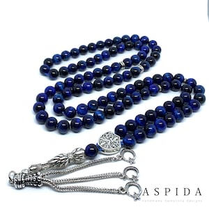 Real Tiger Eyes Gemstone, Islamic Prayer 99 Beads, Tasbih, Tesbih, Misbaha, Tasbeeh, Sibha, Rosary, Tasbih 99, Tasbih Personalized 8 mm,