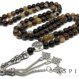 Real Agate Gemstone, Islamic Prayer 99 Beads, Tasbih, Tesbih, Misbaha, Tasbeeh, Sibha, Rosary, Tasbih 99, Tasbih Personalized 8 mm, Pre