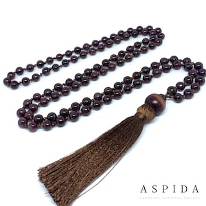 Real Garnet Gemstone Mala Spiritual Necklace 6mm , Hand Knotted 108 Mala Beads, 108 Mala Beads, Mala Tassel Necklace, Japa Mala, Meditation