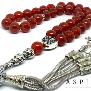 Piedra preciosa de ágata de Yemen real, oración islámica 33 cuentas, Tasbih, Tesbih, Misbaha, Tasbeeh, Sibha, Tasbih 33, Tasbih personalizado 10 mm, tamaño grande
