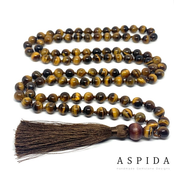 Occhio Di Tigre Tibetano Collana Mala Tibetana 108 Perline - In Occhio Di Tigre Multicolore, Per Meditazione, Hand Made Collana Preghiera Hand Made - Foto 9