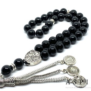 Piedra preciosa de ónix real, oración islámica 33 cuentas, Tasbih, Tesbih, Misbaha, Tasbeeh, Sibha, Rosario, Tasbih 33, Tasbih personalizado, calidad premium