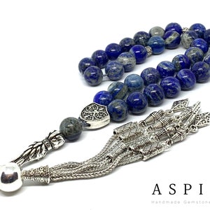 Real Lapis Lazuli Gemstone, Islamic Prayer 33 Beads, Tasbih, Tesbih, Misbaha, Tasbeeh, Sibha, Rosary, Tasbih 33, Tasbih Personalized 10mm,