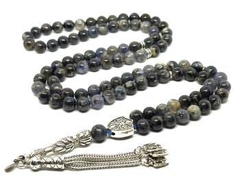 Real Iolite Gemstone, Islamic Prayer 99 Beads, Tasbih, Tesbih, Misbaha, Tasbeeh, Sibha, Rosary, Tasbih 99, Tasbih Personalized 8 mm, Premium