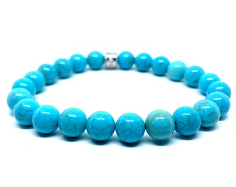 Real Turquoise Gemstone Healing Bracelet, Bracelet For Men, Bracelet For Women, Bracelet For Couple, Customize Bracelet, Adjustable Gift,