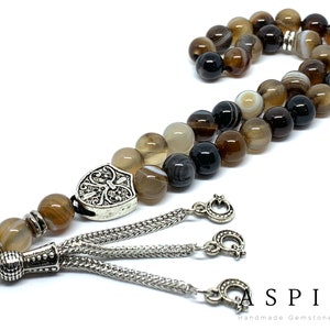 Ágata Real Akik Gemstone, Oración Islámica 33 Perlas, Tasbih, Tesbih, Misbaha, Tasbeeh, Sibha, Rosario, Tasbih 33, Tasbih Personalizado, Premium
