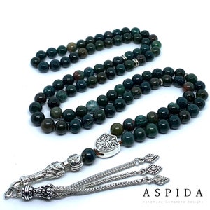 Real Bloodstone Gemstone, Islamic Prayer 99 Beads, Tasbih, Tesbih, Misbaha, Tasbeeh, Sibha, Rosary, Tasbih 99, Tasbih Personalized 8 mm,