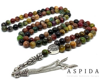 Real Tiger Eyes Gemstone, Islamic Prayer 99 Beads, Tasbih, Tesbih, Misbaha, Tasbeeh, Sibha, Rosary, Tasbih 99, Tasbih Personalized 8 mm,