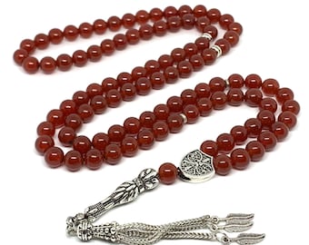 Real Yemen Agate Gemstone, Islamic Prayer 99 Beads, Tasbih, Tesbih, Misbaha, Tasbeeh, Sibha, Rosary, Tasbih 99, Tasbih Personalized 8 mm