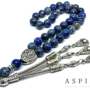 Real Lapis Lazuli Gemstone, Islamic Prayer 33 Beads, Tasbih, Tesbih, Misbaha, Tasbeeh, Sibha, Rosary, Tasbih 33, Tasbih Personalized,  Fırst