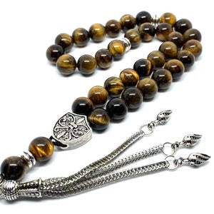 REAL Tiger Eyes Gemstone, Islamic Prayer 33, Tasbih, Tesbih, Misbaha, Tasbeeh, Sibha, Rosario, Tasbih 33, Tasbih Personalized, Día del Padre