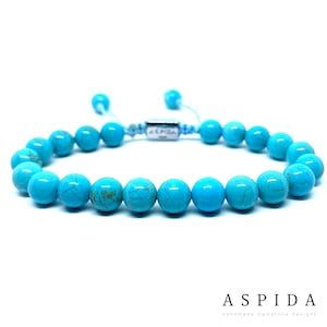 Real Turquoise Gemstone Crystal Bracelet, Bracelet For Men, Bracelet For Women, Bracelet For Couple, Customize Bracelet, Adjustable Gift,