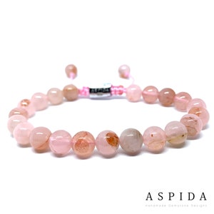Real Rose Quartz Gemstone Crystal Bracelet, Bracelet For Men, Bracelet For Women, Bracelet For Couple, Customize Bracelet, Adjustable Gift,