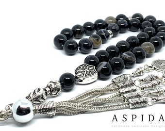 Real Agate Gemstone, Islamic Prayer 33 Beads, Tasbih, Tesbih, Misbaha, Tasbeeh, Sibha, Rosary, Tasbih 33, Tasbih Personalized 10mm, Big Size