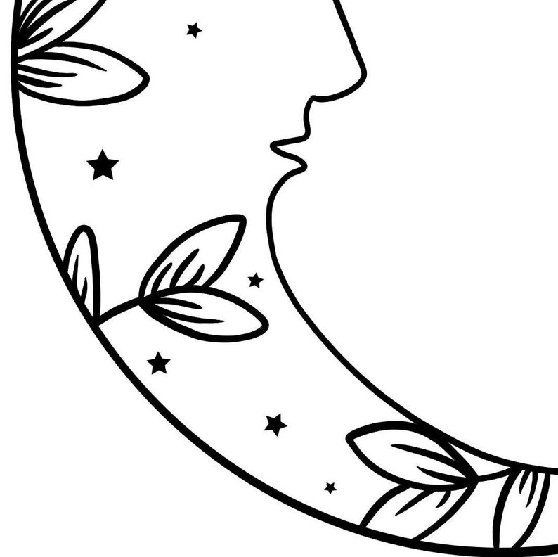 Download Crescent Moon Svg Floral Moon Svg Dxf Png Eps Moon | Etsy
