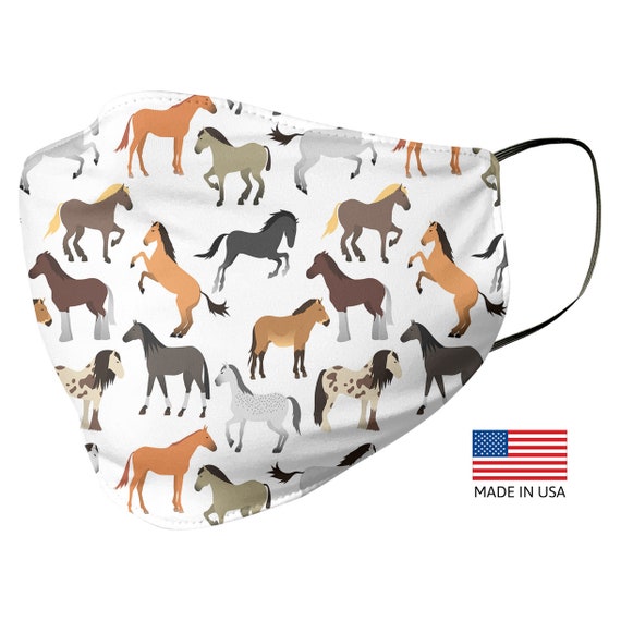 Horse Print Face Mask Horse Mask Horse Lover Adult Size Face Etsy