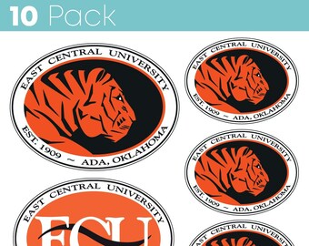 East Central University Tigers 10 Pack Sticker - Officially Licensed 8" x 10" Decal Sheet