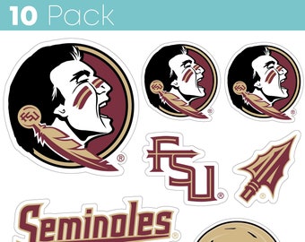 Florida State Seminoles 10 Pack Collegiate Vinyl Decal Sticker 