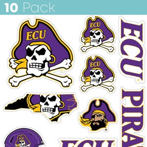 East Carolina Pirates 10 Pack Sticker - Officially Licensed Decals