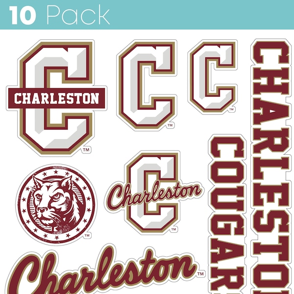 College of Charleston 10 Pack Collegiate Vinyl Decal Sticker 