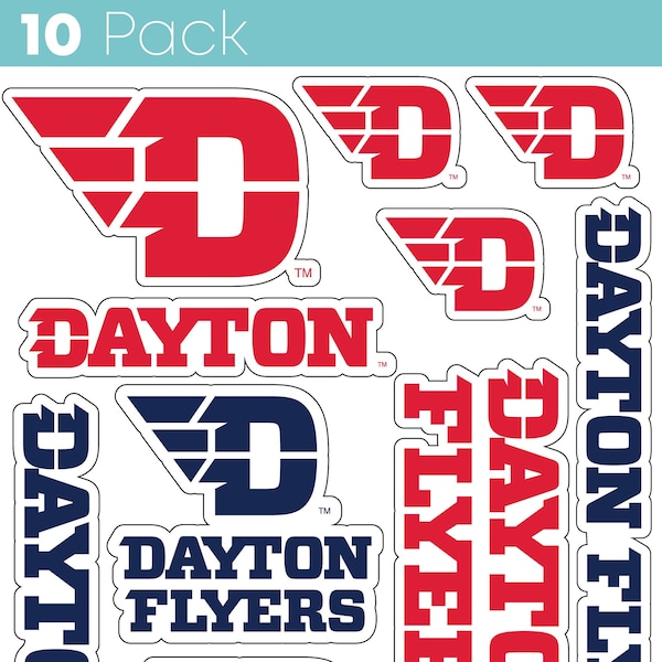 Dayton Flyers 10 Pack Collegiate Vinyl Decal Sticker 