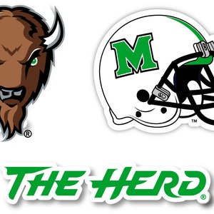 Marshall Thundering Herd Set of 3 Stickers - 4 Inches Each