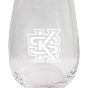 Kennesaw State University 15oz Engraved Stemless Wine Glass Officially Licensed