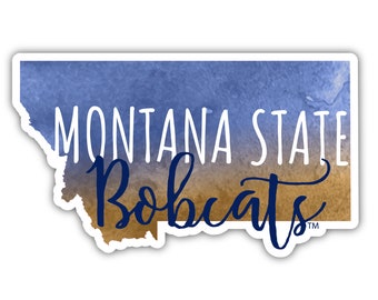 Montana State Bobcats Watercolor State Die Cut Decal