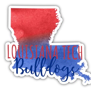 Louisiana Tech Bulldogs Vinyl Sticker - Watercolor State Design