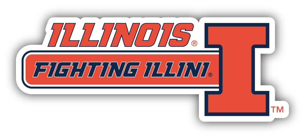 Illinois Fighting Illini 4-Inch Round Football Vinyl Decal 