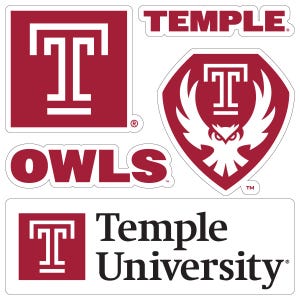 Temple University Officially Licensed College Sticker Multipack - School Spirit Decal Set