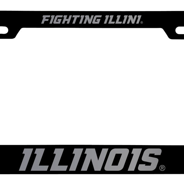 Illinois Fighting Illini Laser Engraved Metal License Plate Frame