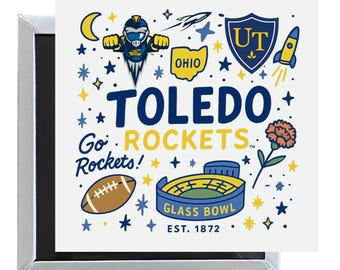 Toledo Rockets Officially Licensed 2.5"x 2.5" Fridge Magnet Medley Design
