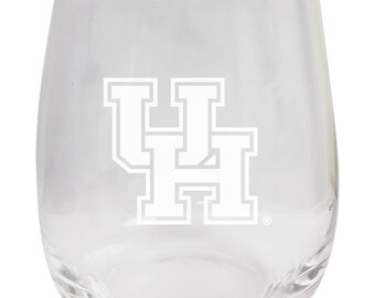 University of Houston 15oz Engraved Stemless Wine Glass Officially Licensed