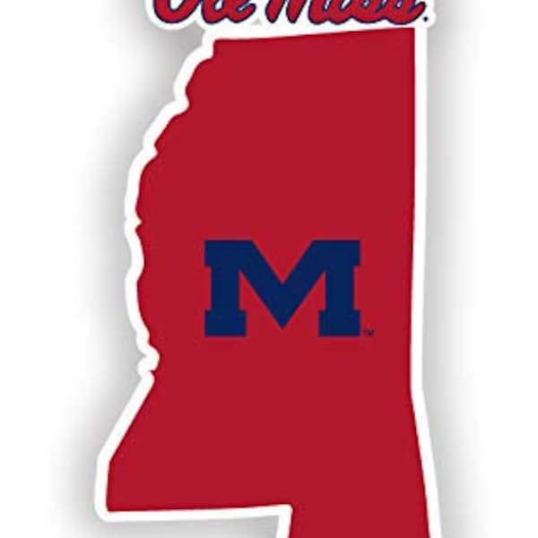 Mississippi Rebels Ole Miss 4 Inch State Shape - Sticker / Magnet Choice