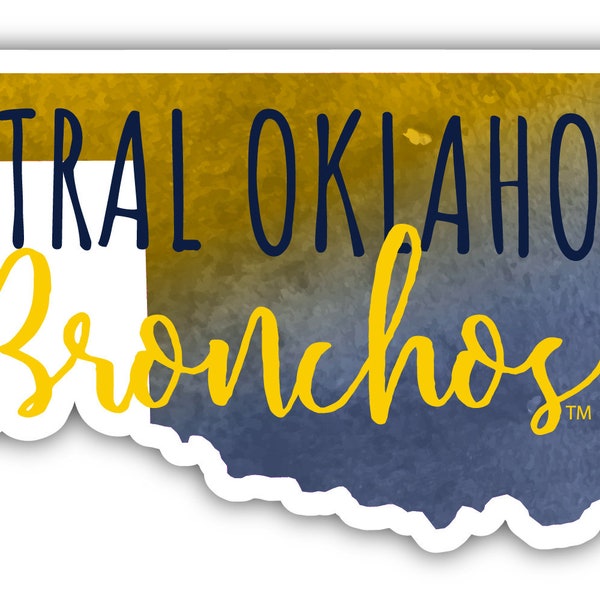 University of Central Oklahoma Bronchos Watercolor State Die Cut Decal