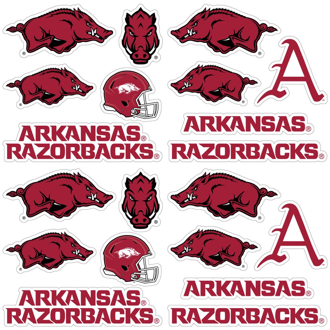 Allen Engineering Razorbacks Rider Sticker Arkansas Razorbacks Officially Licensed College Sticker Multipack ...