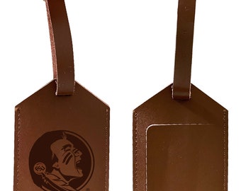 Personalized Customizable Florida State Seminoles Engraved Leather Luggage Tag with Custom Name