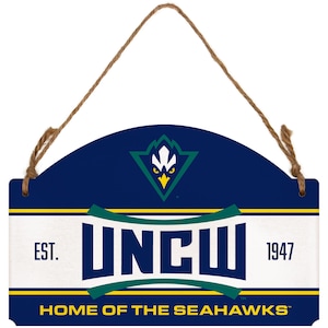 North Carolina Wilmington Seahawks Flat Wood Sign with Hanging String - Officially Licensed Collegiate Product