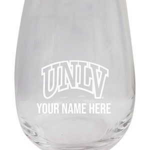UNLV Rebels Customizable 15 oz Engraved Stemless Wine Glass