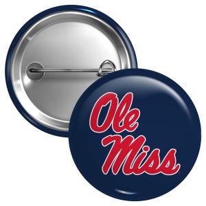 Mississippi Rebels "Ole Miss" Button Pin Officially Licensed - 3 Size Options
