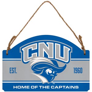 Christopher Newport Captains Flat Wood Sign with Hanging String - Officially Licensed Collegiate Product